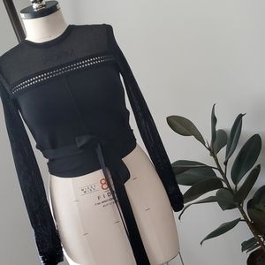 Zara Knit/Mesh Tie Crop Top